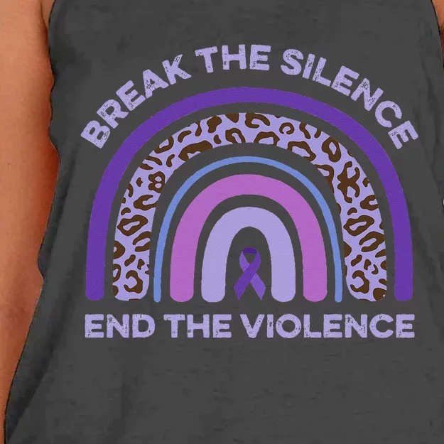 Break The Silence End Domestic Violence Awareness Rainbow Women's Knotted Racerback Tank