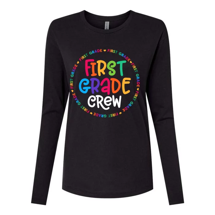 Back To School First Grade Crew Design 1st Grade Teacher Womens Cotton Relaxed Long Sleeve T-Shirt