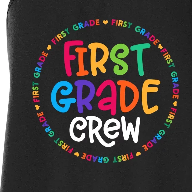 Back To School First Grade Crew Design 1st Grade Teacher Women's Racerback Tank