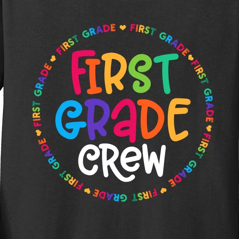 Back To School First Grade Crew Design 1st Grade Teacher Kids Long Sleeve Shirt