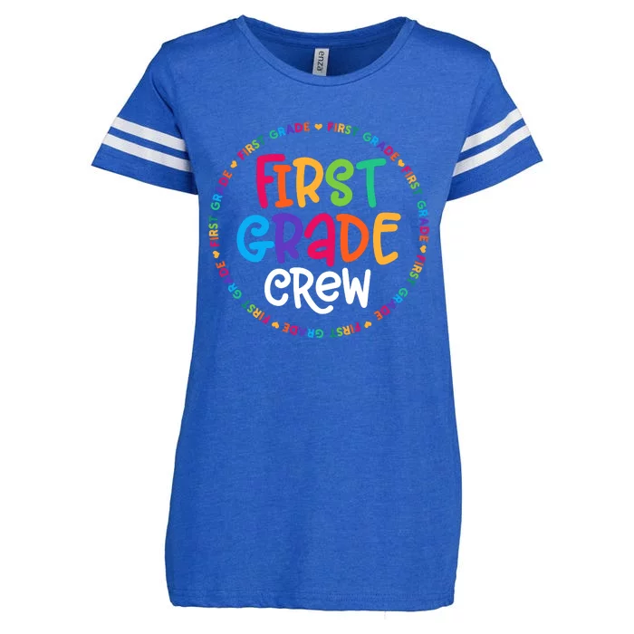 Back To School First Grade Crew Design 1st Grade Teacher Enza Ladies Jersey Football T-Shirt