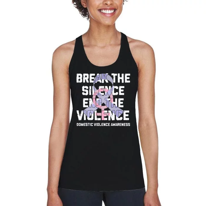 Break The Silence End Violence Domestic Violence Awareness Women's Racerback Tank