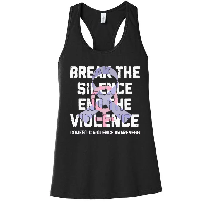 Break The Silence End Violence Domestic Violence Awareness Women's Racerback Tank