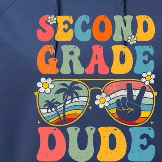 Back To School Second Grade Dude First Day School Groovy Gift Performance Fleece Hoodie