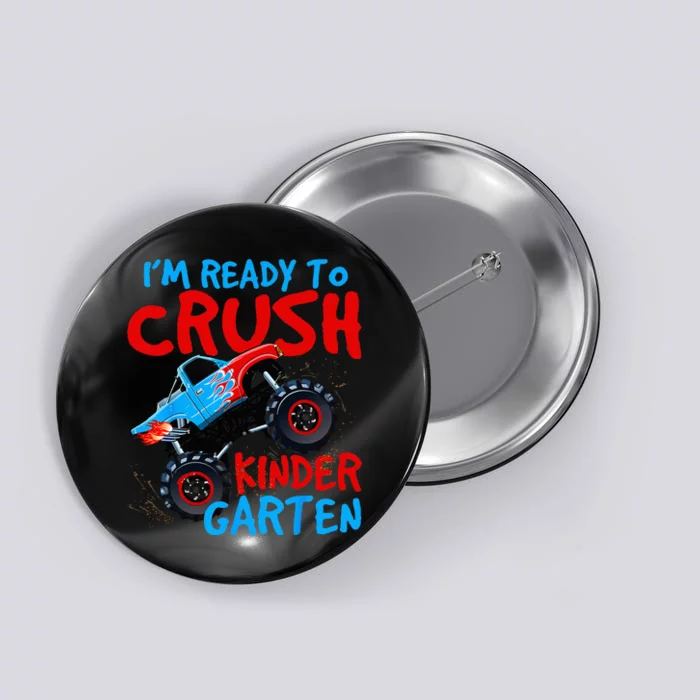 Back To School First Day Of Kindergarten Monster Truck Button