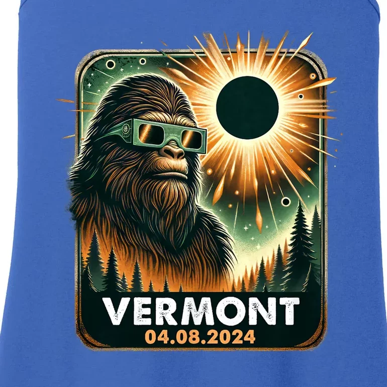 Bigfoot Total Solar Eclipse 2024 Vermont Eclipse Glasses Ladies Essential Tank