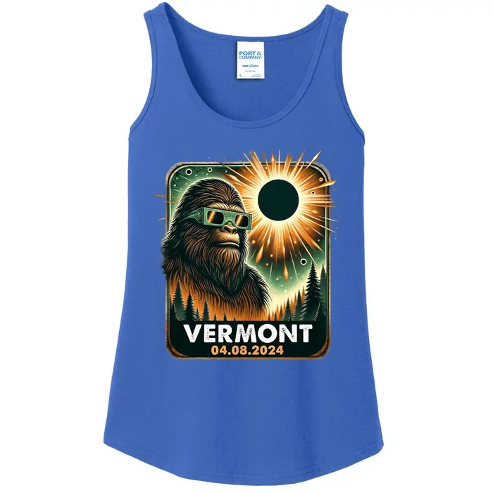 Bigfoot Total Solar Eclipse 2024 Vermont Eclipse Glasses Ladies Essential Tank