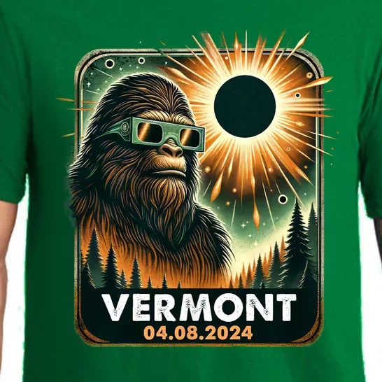 Bigfoot Total Solar Eclipse 2024 Vermont Eclipse Glasses Pajama Set