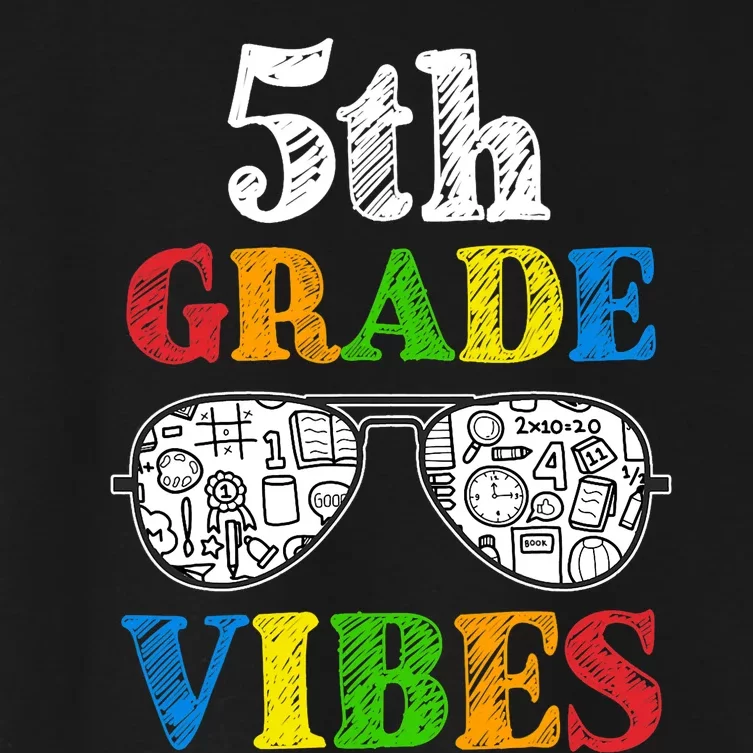 Back To School 5th Grade Vibes | First Day Teacher Kids Women's Crop Top Tee