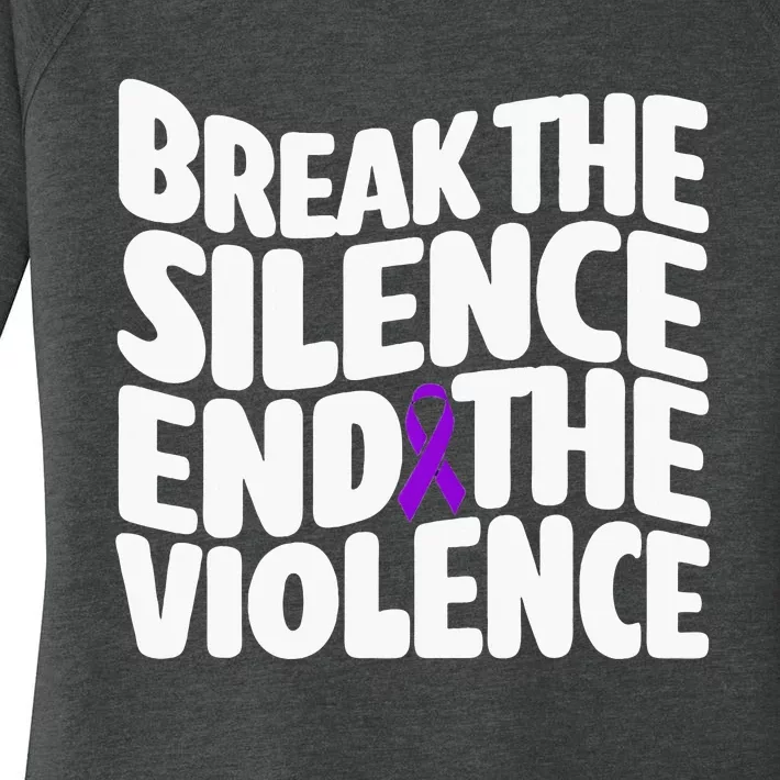 Break The Silence End Violence Domestic Violence Awareness Women's Perfect Tri Tunic Long Sleeve Shirt