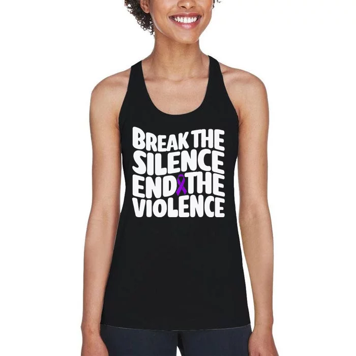 Break The Silence End Violence Domestic Violence Awareness Women's Racerback Tank