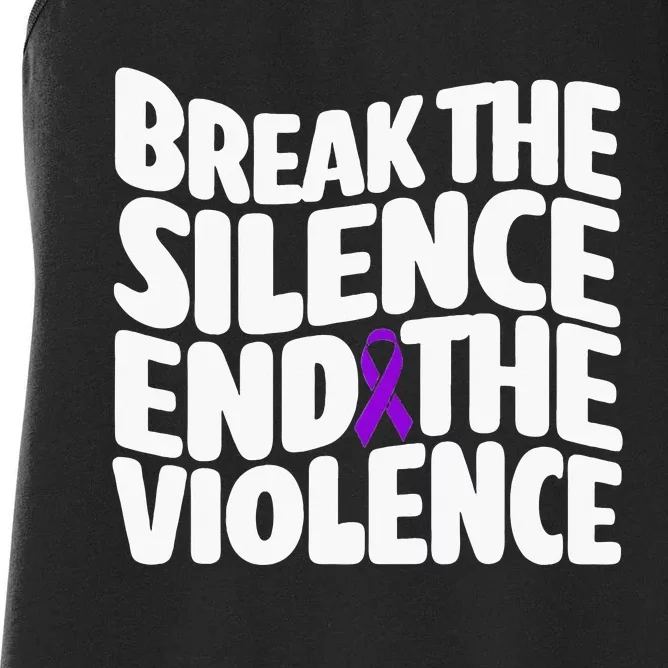 Break The Silence End Violence Domestic Violence Awareness Women's Racerback Tank