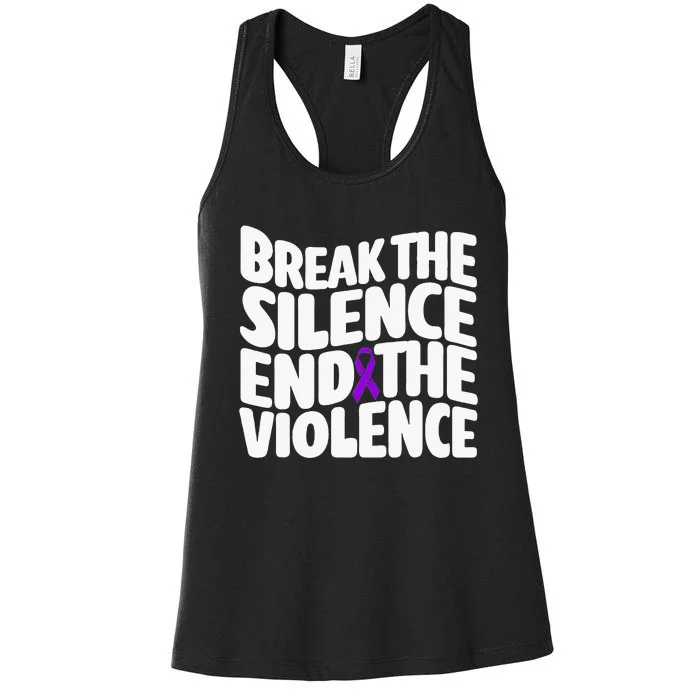 Break The Silence End Violence Domestic Violence Awareness Women's Racerback Tank