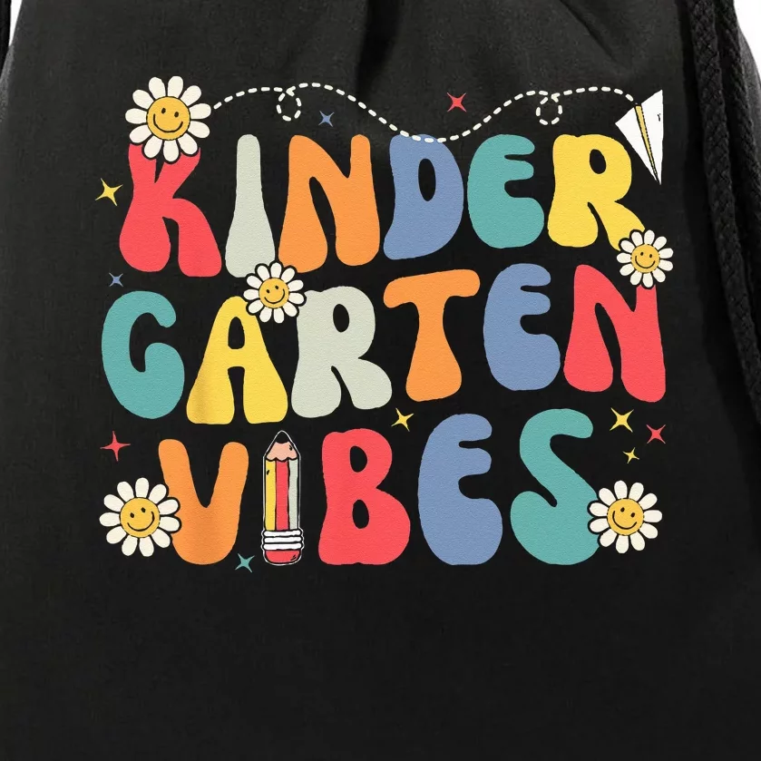 Back To School Kindergarten Vibes Retro Teacher Drawstring Bag