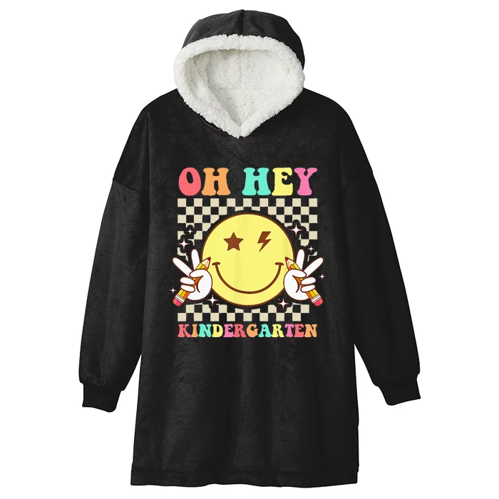 Back To School Oh Hey Kindergarten Retro Teacher Student Hooded Wearable Blanket