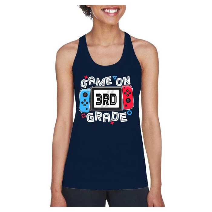 Back To School Game On 3rd Grade Funny Gamer Women's Racerback Tank