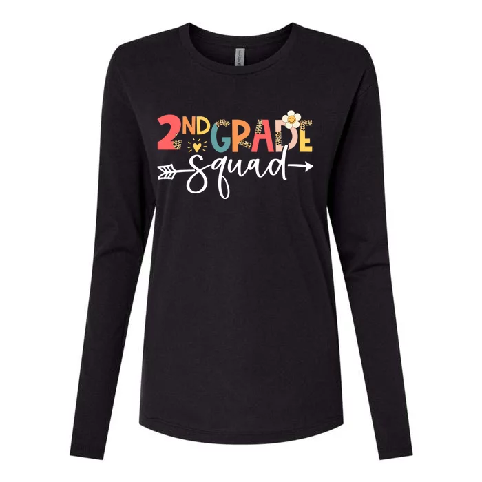 Back To School Second Grade Vibes Retro 2Nd Grade Squad Gift Womens Cotton Relaxed Long Sleeve T-Shirt