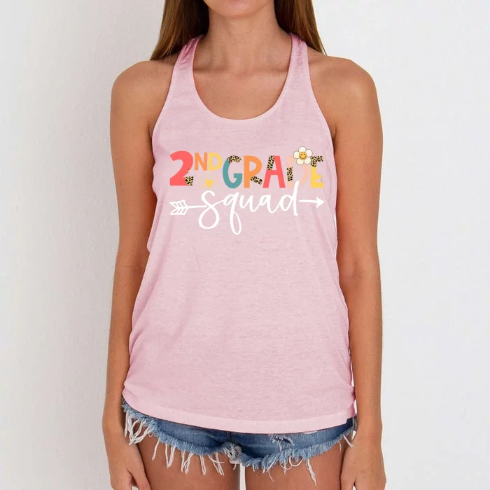 Back To School Second Grade Vibes Retro 2Nd Grade Squad Gift Women's Knotted Racerback Tank