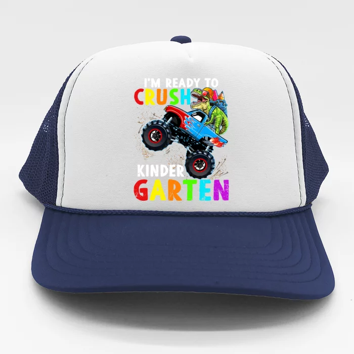 Back To School Crush Kindergarten Dinosaur Monster Truck Meaningful Gift Trucker Hat