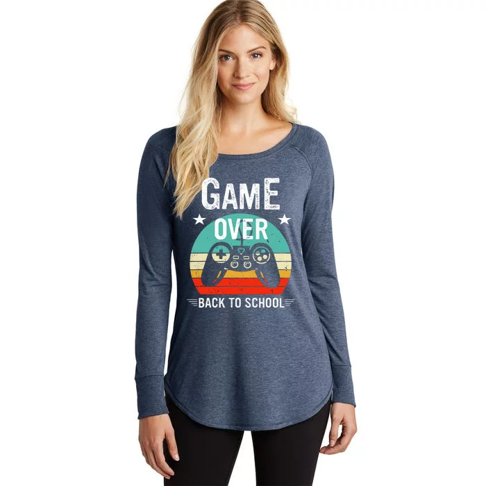 Back To School Game Over First Day Of School Funny Gamer Women's Perfect Tri Tunic Long Sleeve Shirt