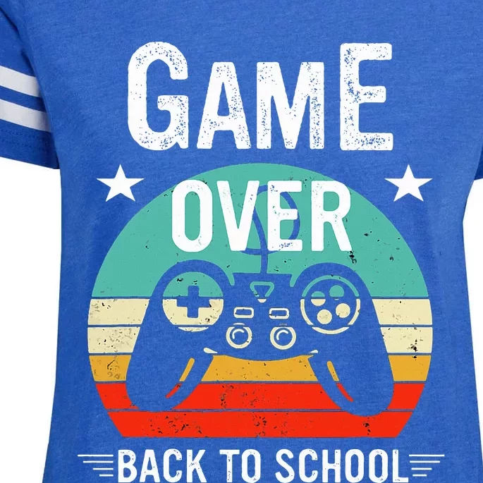 Back To School Game Over First Day Of School Funny Gamer Enza Ladies Jersey Football T-Shirt