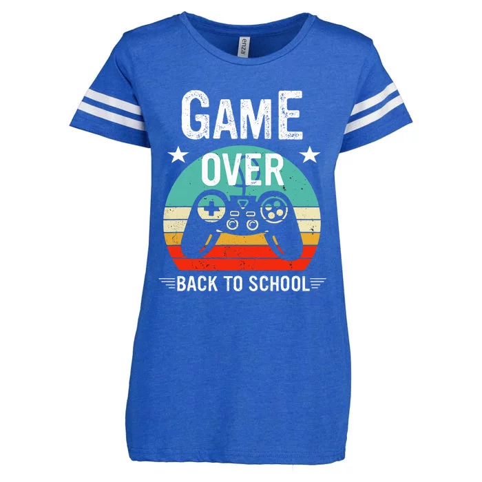 Back To School Game Over First Day Of School Funny Gamer Enza Ladies Jersey Football T-Shirt