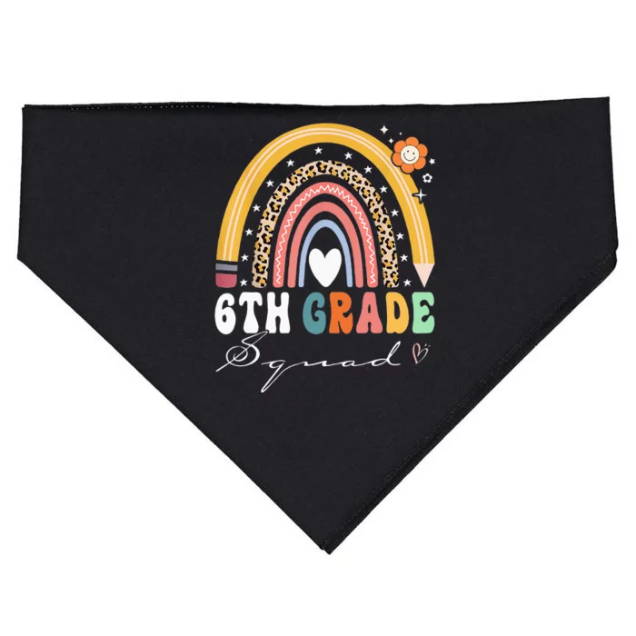 Back To School Rainbow 6th Sixth Grade Squad Teachers USA-Made Doggie Bandana