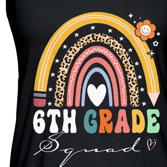 Back To School Rainbow 6th Sixth Grade Squad Teachers Ladies Essential Flowy Tank