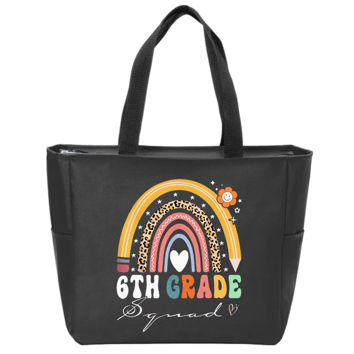 Back To School Rainbow 6th Sixth Grade Squad Teachers Zip Tote Bag