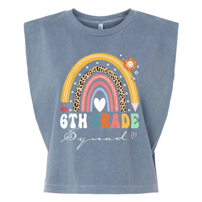 Back To School Rainbow 6th Sixth Grade Squad Teachers Garment-Dyed Women's Muscle Tee