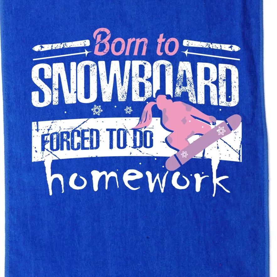 Born To Snowboard Cute Funny Winter Sports Gift Funny Gift Platinum Collection Golf Towel