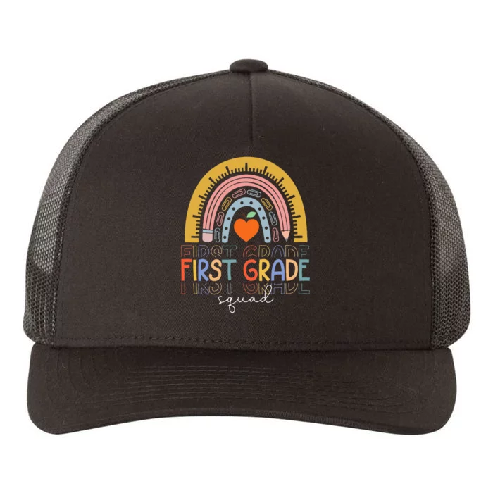 Back To School Rainbow First Grade Squad Teachers Student Yupoong Adult 5-Panel Trucker Hat