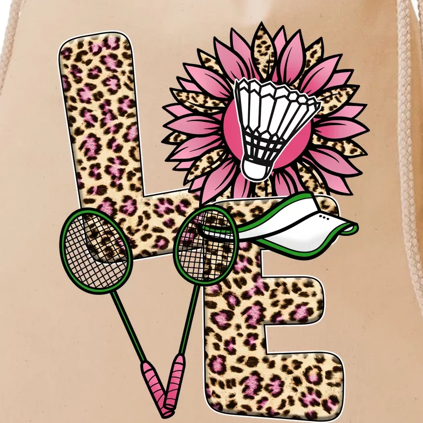 Badminton T Shirts Love Leopard Sunflower Graphic Plus Size Drawstring Bag