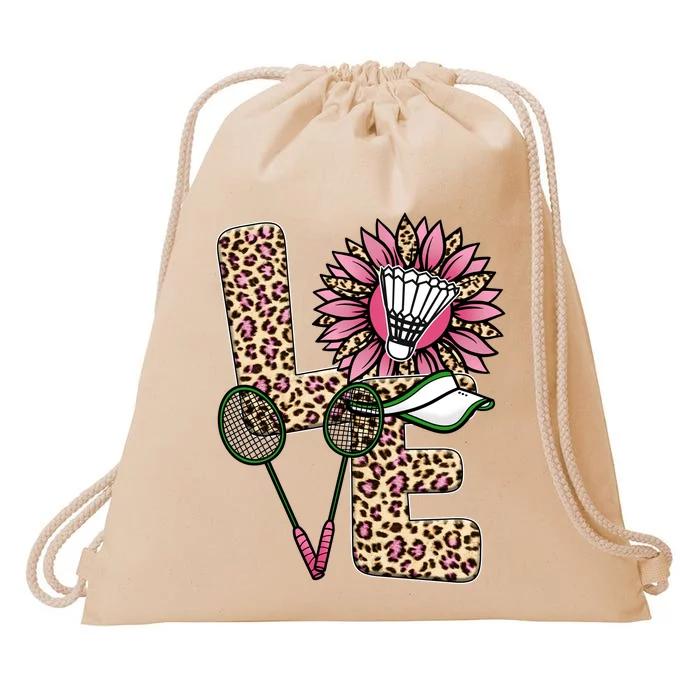 Badminton T Shirts Love Leopard Sunflower Graphic Plus Size Drawstring Bag