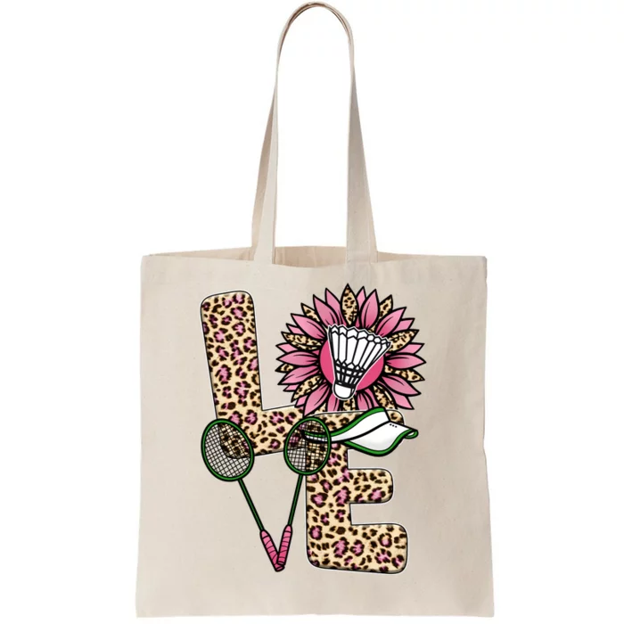 Badminton T Shirts Love Leopard Sunflower Graphic Plus Size Tote Bag