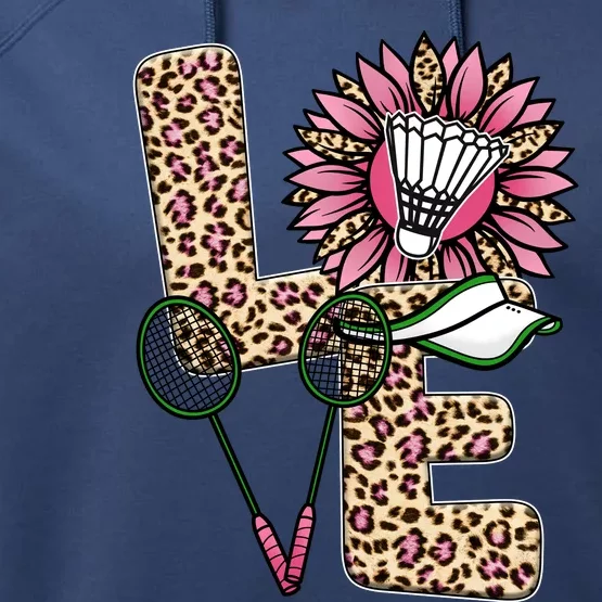 Badminton T Shirts Love Leopard Sunflower Graphic Plus Size Performance Fleece Hoodie