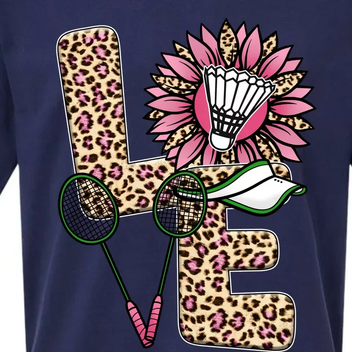 Badminton T Shirts Love Leopard Sunflower Graphic Plus Size Sueded Cloud Jersey T-Shirt