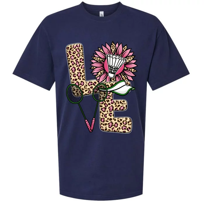 Badminton T Shirts Love Leopard Sunflower Graphic Plus Size Sueded Cloud Jersey T-Shirt