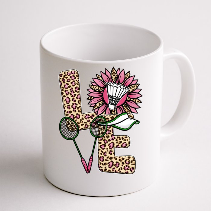 Badminton T Shirts Love Leopard Sunflower Graphic Plus Size Front & Back Coffee Mug