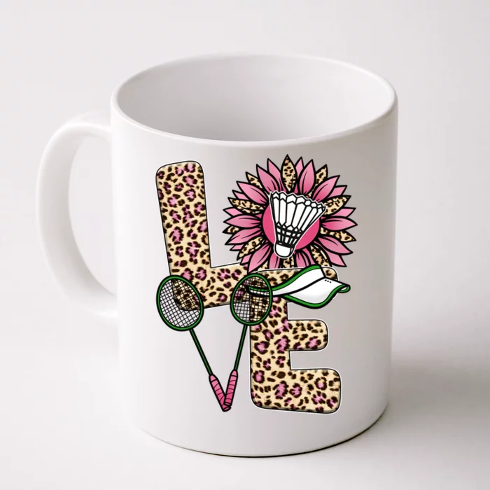 Badminton T Shirts Love Leopard Sunflower Graphic Plus Size Front & Back Coffee Mug