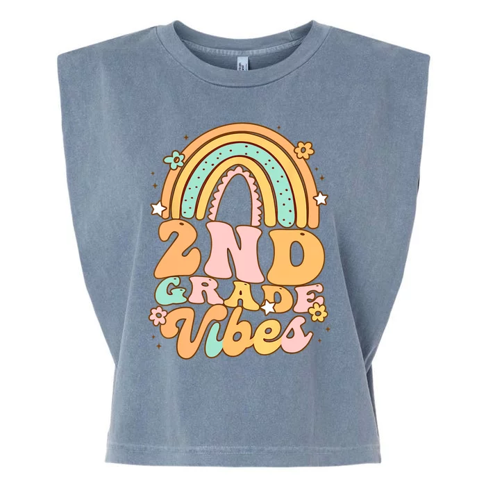 Back To School Second Grade Vibes Student Teacher Rainbow Cool Gift Garment-Dyed Women's Muscle Tee