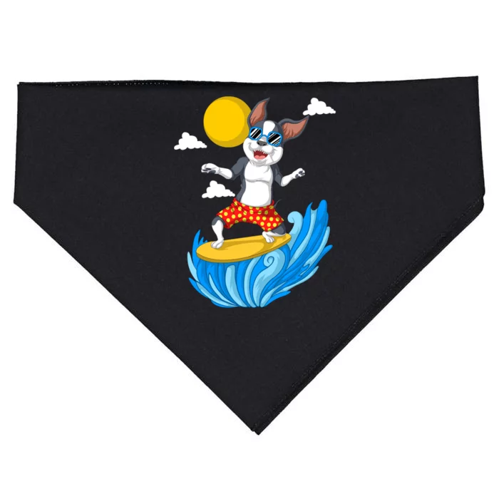 Boston Terrier Surfing USA-Made Doggie Bandana