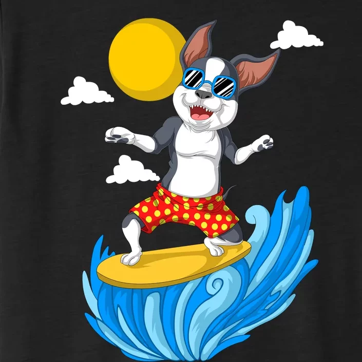 Boston Terrier Surfing ChromaSoft Performance T-Shirt