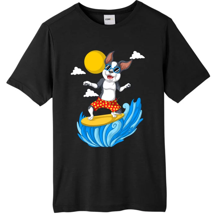 Boston Terrier Surfing ChromaSoft Performance T-Shirt