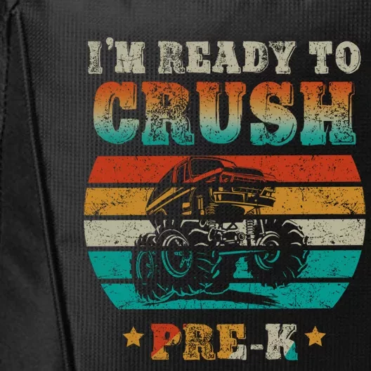 Back To School I'm Ready To Crush Pregiftk Monster Truck Boys Gift City Backpack