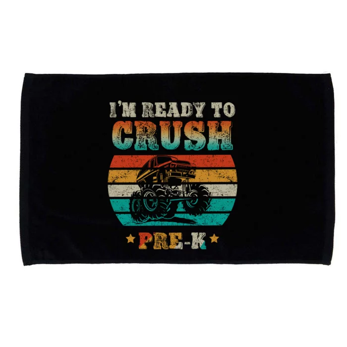 Back To School I'm Ready To Crush Pregiftk Monster Truck Boys Gift Microfiber Hand Towel