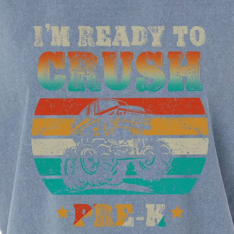 Back To School I'm Ready To Crush Pregiftk Monster Truck Boys Gift Garment-Dyed Women's Muscle Tee