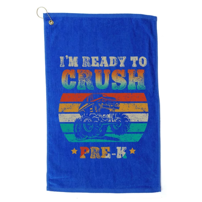 Back To School I'm Ready To Crush Pregiftk Monster Truck Boys Gift Platinum Collection Golf Towel