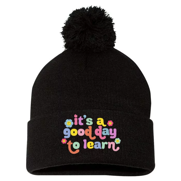 Back To School Motivational It's A Good Day To Learn Teacher Pom Pom 12in Knit Beanie