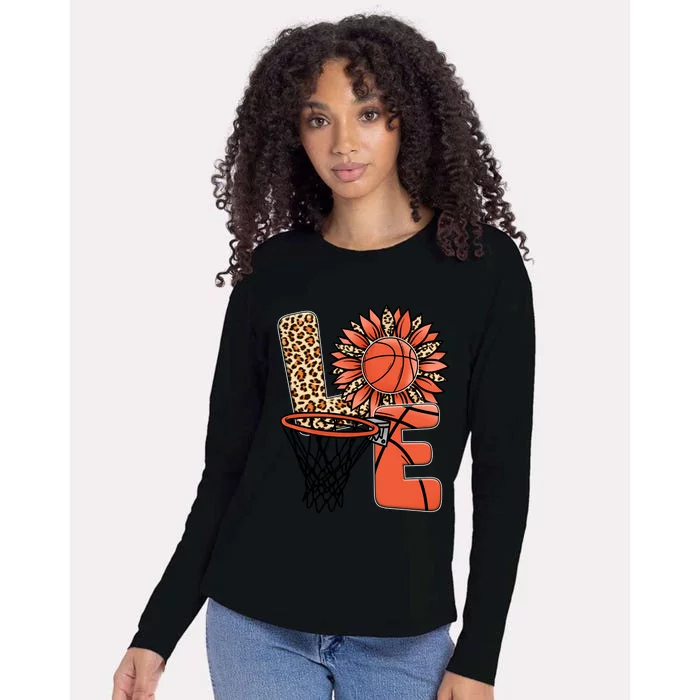 Basketball T Shirts Love Leopard Sunflower Graphic Plus Size Womens Cotton Relaxed Long Sleeve T-Shirt